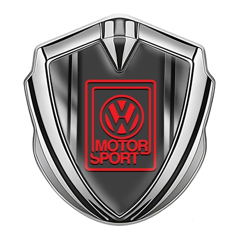VW Emblem Abzeichen Silbertonfarbe mit Metallrahmen Fundaments Design und Motor Sport Logo