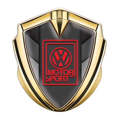 VW Emblem Auto Zeichen Goldtonfarbe mit V formige Formen Auf der Basis und Rot Logo