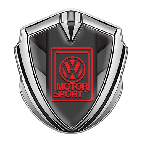 VW Emblem Auto Zeichen Silbertonfarbe mit V formige Formen Auf der Basis und Rot Logo