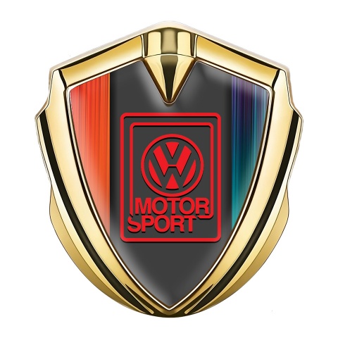VW Seitenflugel Emblem Aufkleber Goldtonfarbe mit Orange Blau Basis Auflage Motorsport Logo