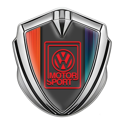 VW Seitenflugel Emblem Aufkleber Silbertonfarbe mit Orange Blau Basis Auflage Motorsport Logo