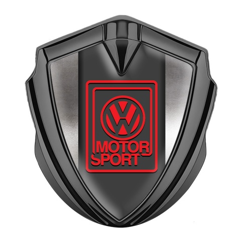 VW Emblem Abzeichen Graphit Tonfarbe mit Poliertes Metall Fundaments und Motorsport Logo Stil