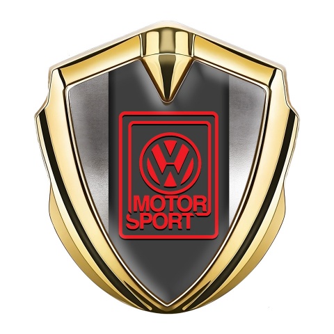 VW Emblem Abzeichen Goldtonfarbe mit Poliertes Metall Fundaments und Motorsport Logo Stil