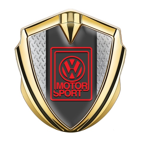 VW Abzeichen selbstklebend Goldtonfarbe mit Scraper Effekt Basis Design und Motorsport logo