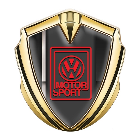 VW Emblem Abzeichen selbstklebend Goldtonfarbe mit Grau Sportband Basis Design Motorsport Logo