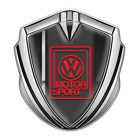 VW Emblem Abzeichen selbstklebend Silbertonfarbe mit Grau Sportband Basis Design Motorsport Logo