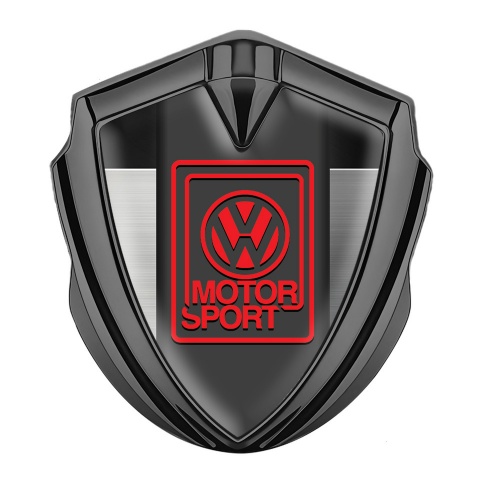 VW Emblem Auto Zeichen  Graphit Tonfarbe mit GRau Schwarz Fundaments und Rot Logo