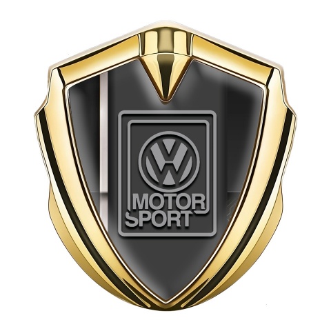 VW Selbstklebendes Metallaufkleber Emblem Goldtonfarbe mit Sportband Basis und Grau Motorsport Logo