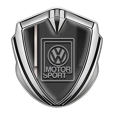 VW Selbstklebendes Metallaufkleber Emblem Silbertonfarbe mit Sportband Basis und Grau Motorsport Logo