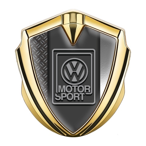 VW Emblem Auto Zeichen Goldtonfarbe mit Verschiedene Seiten der Basis und Grau Logo