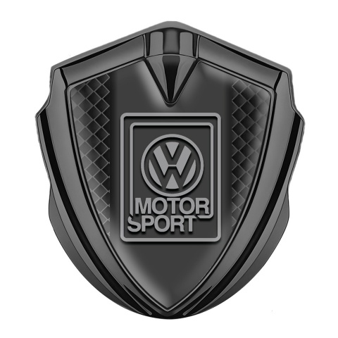 VW Selbstklebendes Metallaufkleber Emblem  Graphit Tonfarbe mit Schwarze Quadrate Basis Design und Grau Logo