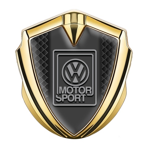 VW Selbstklebendes Metallaufkleber Emblem Goldtonfarbe mit Schwarze Quadrate Basis Design und Grau Logo