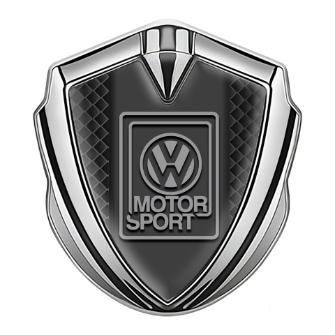 VW Selbstklebendes Metallaufkleber Emblem Silbertonfarbe mit Schwarze Quadrate Basis Design und Grau Logo
