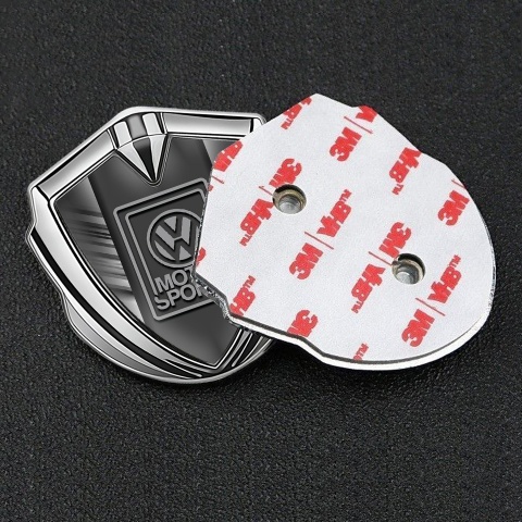 VW Emblem Logo Schriftzug Aufkleber mit Silbertonfarbe Gestreift Basis und Grau Logo design