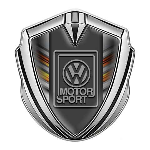 VW Seitenflugel Emblem Aufkleber Silbertonfarbe mit Farbstreifen Basis Stil und Grau Logo Motorsport