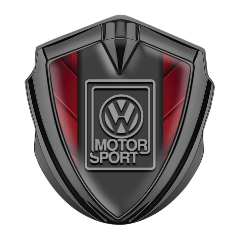 VW Emblem Abzeichen Graphit Tonfarbe mit Rote Tafeln Basis Design und Grau Motorsport Logo