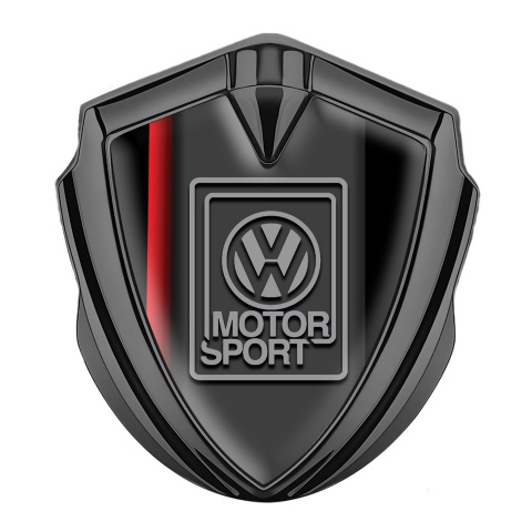 VW Emblem Auto Zeichen Graphit Tonfarbe mit Schwarz Rot Basis und Motosport Logo