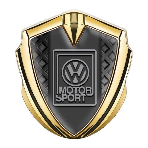 VW Selbstklebendes Metallaufkleber Emblem Goldtonfarbe mit Rasterbasiertes Design und Motorsport logo