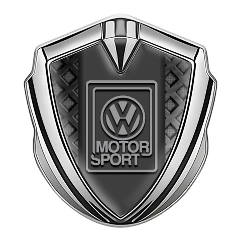 VW Selbstklebendes Metallaufkleber Emblem Silbertonfarbe mit Rasterbasiertes Design und Motorsport logo