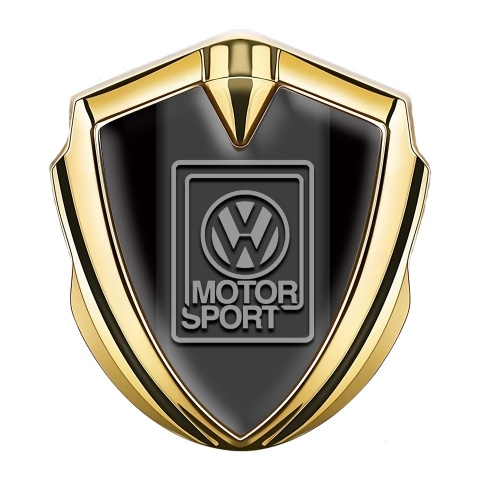 VW Seitenflugel Emblem Aufkleber Goldtonfarbe mit Schwarz Basis und Grau Motorsport Logo