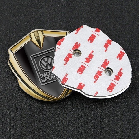 VW Seitenflugel Emblem Aufkleber Goldtonfarbe mit Schwarz Basis und Grau Motorsport Logo