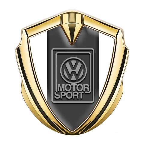 VW Emblem Abzeichen Goldtonfarbe mit Weiss Hintergrund und Schwarz Grau Logo design