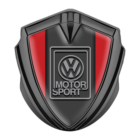 VW Abzeichen selbstklebend Graphit Tonfarbe mit Rotes Siegel und Grau Motorsport logo