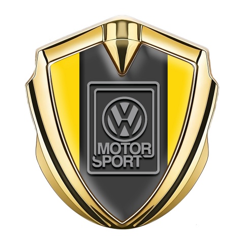 VW Emblem Abzeichen selbstklebend Goldtonfarbe mit Gelb Basis Stil Und Motorsport Logo