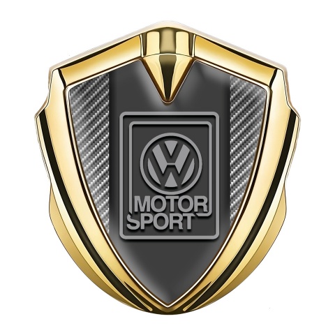 VW Selbstklebendes Metallaufkleber Emblem Goldtonfarbe mit Kohlenstoff Basis und Grau Motorsport logo