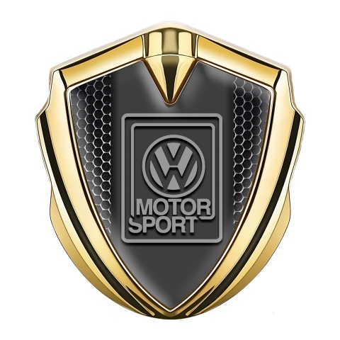 VW Emblem Logo Schriftzug Aufkleber mit Goldtonfarbe Perforierter Stahl Hintergrund Design