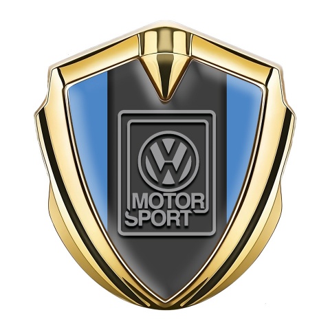 VW Seitenflugel Emblem Aufkleber Goldtonfarbe mit Blau basis und Grau Motorsport Logo Stil