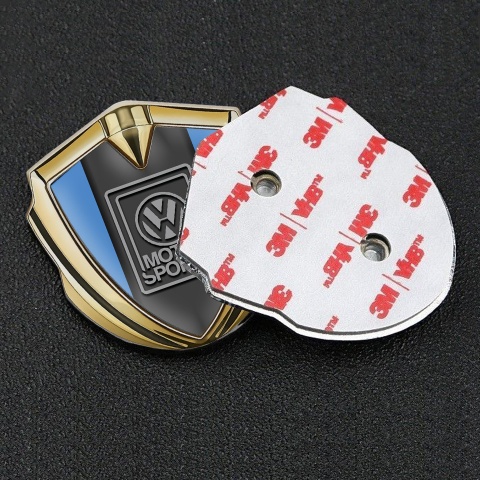 VW Seitenflugel Emblem Aufkleber Goldtonfarbe mit Blau basis und Grau Motorsport Logo Stil