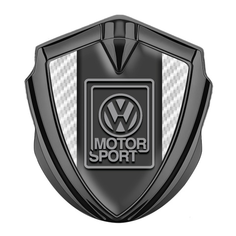 VW Abzeichen selbstklebend  Graphit Tonfarbe mit Weiss Carbon und Grau Motorsport logo