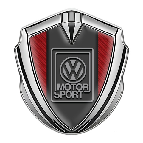 VW Emblem Auto Zeichen Silbertonfarbe mit Rote Kohlenstoff und Grau Motorsport Logo Stil