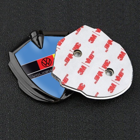 VW Emblem Auto Zeichen Graphit Tonfarbe mit Blau Basis und Deutschen Flagge Logo