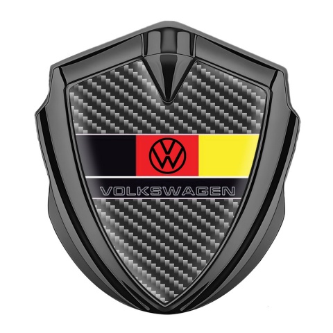 VW Selbstklebendes Metallaufkleber Emblem Graphit Tonfarbe mit Dunkel Carbon und Deutschen Flagge Logo Design