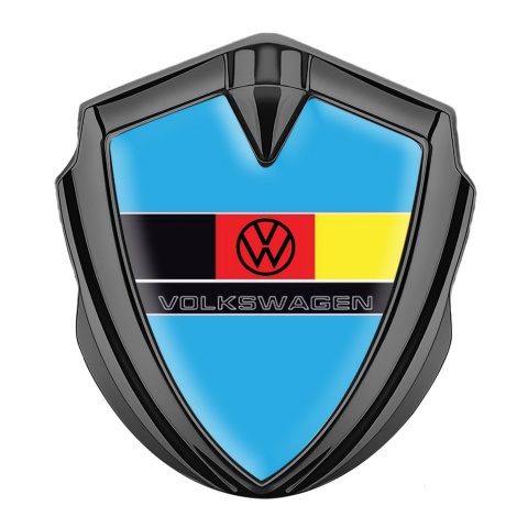 VW Emblem Abzeichen Graphit Tonfarbe mit Himmelblau Vorlage und Deutschen Flagge Logo