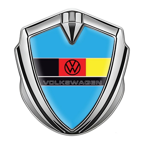 VW Emblem Abzeichen Silbertonfarbe mit Himmelblau Vorlage und Deutschen Flagge Logo