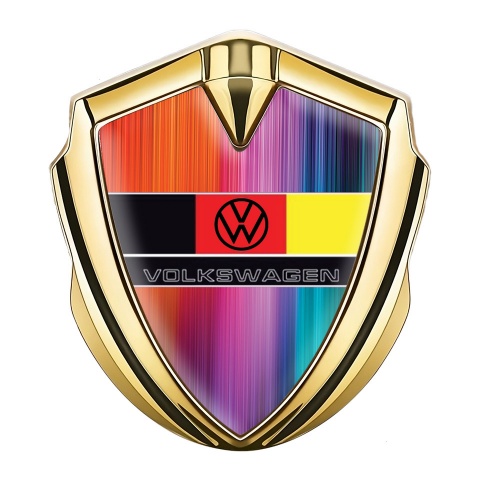 VW Emblem Auto Zeichen Goldtonfarbe mit Mehrfarbige Basis Deutschen Flagge Logo Design