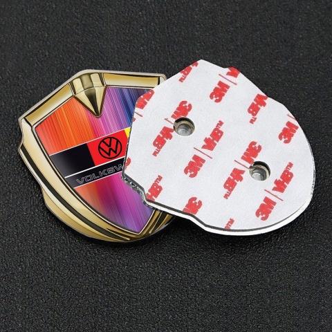 VW Emblem Auto Zeichen Goldtonfarbe mit Mehrfarbige Basis Deutschen Flagge Logo Design