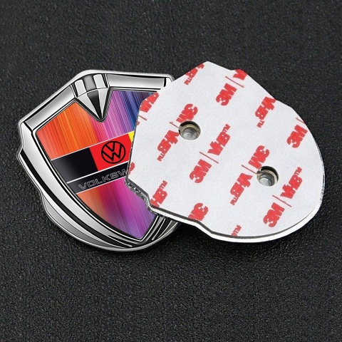 VW Emblem Auto Zeichen Silbertonfarbe mit Mehrfarbige Basis Deutschen Flagge Logo Design