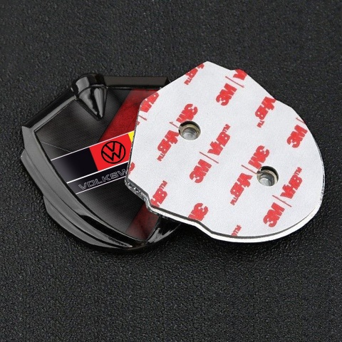 VW Emblem Auto Zeichen Graphit Tonfarbe mit Gemischte Textur Vorlage und Deutsche Flagge Logo Stil