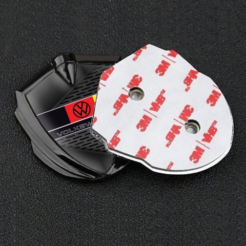 VW Seitenflugel Emblem Aufkleber Graphit Tonfarbe mit Schwarzer Kuhlergrill Design und Deutsche Flagge Logo Stil