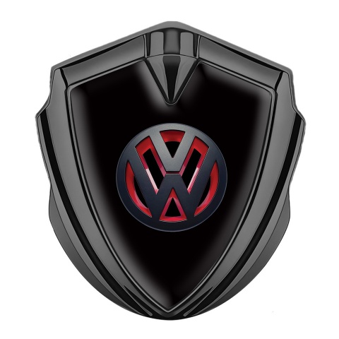 VW Abzeichen selbstklebend Graphit Tonfarbe Schwarz Hintergrund und 3D Logo Design
