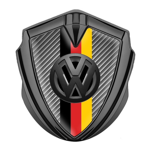 VW Emblem Aufkleber Autozubehor Graphit Tonfarbe mit Carbon Basis und 3D Logo Deutsche Trikolore
