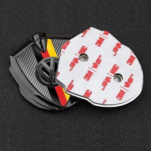 VW Emblem Aufkleber Autozubehor Graphit Tonfarbe mit Carbon Basis und 3D Logo Deutsche Trikolore