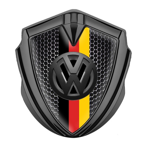 VW Selbstklebendes Metallaufkleber Emblem Graphit Tonfarbe mit Perforierter Stahl Basis Desig  und 3D logo Deutsche Trikoloren
