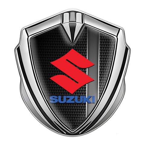 Suzuki Emblem Aufkleber Autozubehor Silbertonfarbe Schwarz Kohlenstoff mit Grau Band design