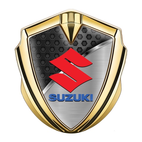 Suzuki Emblem Logo Schriftzug Aufkleber Goldtonfarbe Doppelte Textur Basis Design
