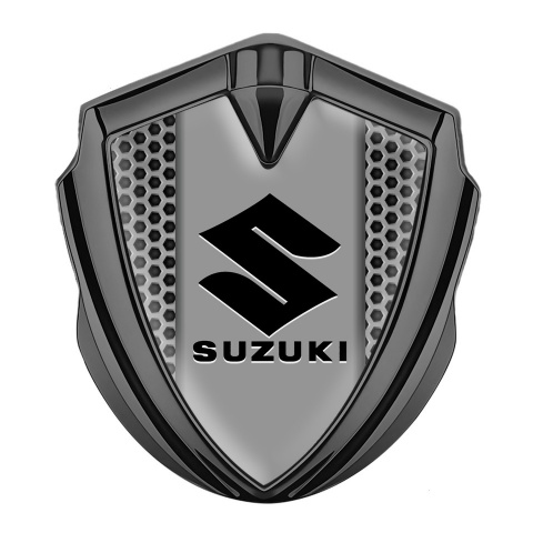 Suzuki Emblem Auto Zeichen Graphit Tonfarbe Metall Gitter mit Schwarz Logo Stil